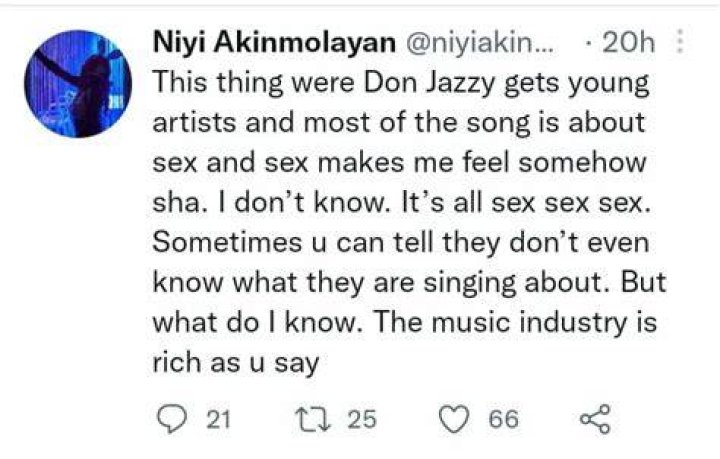 
Filmmaker Niyi Akinmolayan Faults Don Jazzy Over His Signees’ Pattern Of Songs 