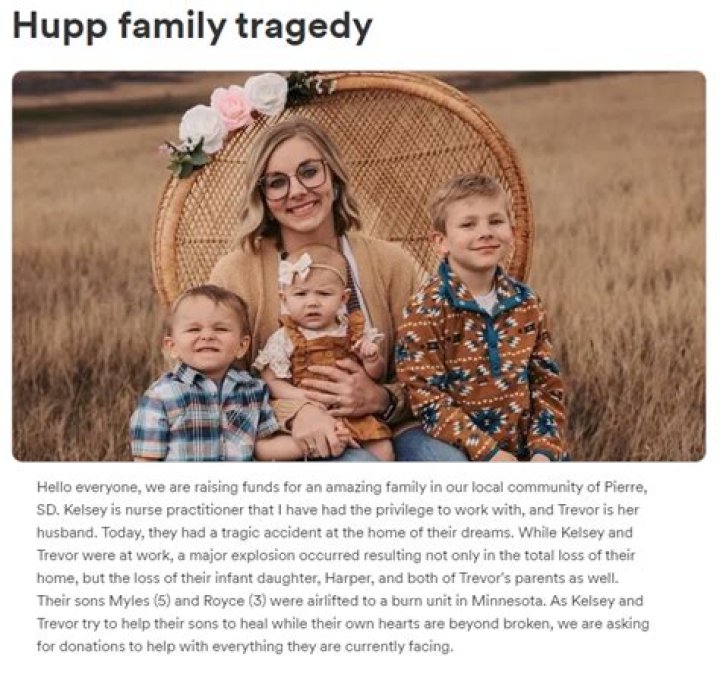 Hupp Family GofundMe raises more than $389,000 as infant and grandparents killed in deadly Fort Pierre house explosion