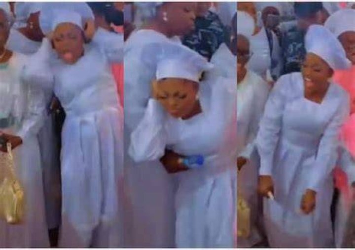 
“Jenifa done carry film enter church, Is This Acting? “– Reactions as Funke Akindele goes into trance in Celestial Church 