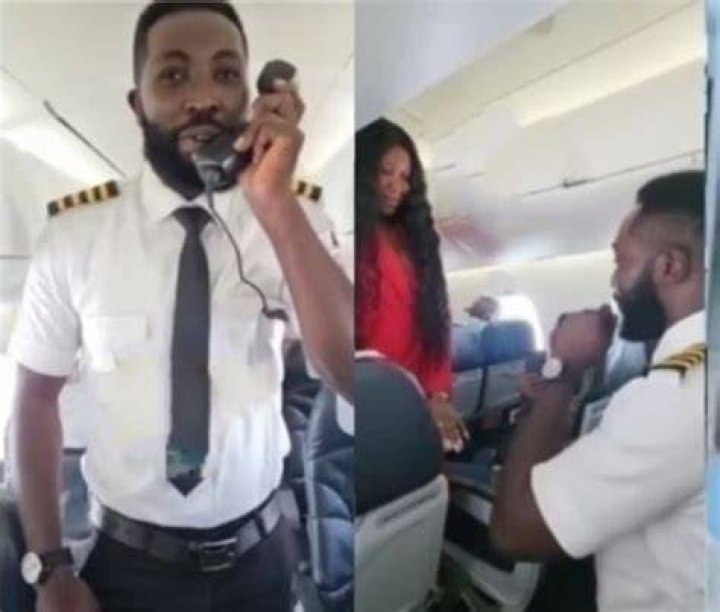 
Romantic moment Nigerian pilot proposed to his lover mid-air 