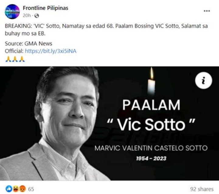 What Happened To Vic Sotto Pumanaw NA? Latest Death News Update – Is He Dead?